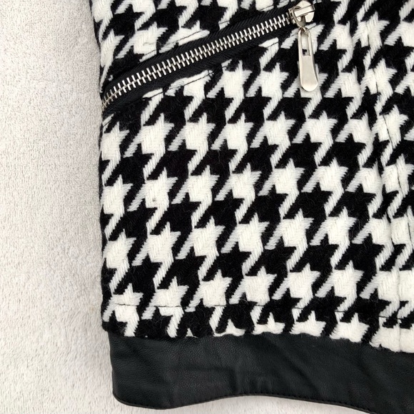 For Cynthia Houndstooth Jacket Coat Vegan Trim Sz.Medium - Picture 2 of 11
